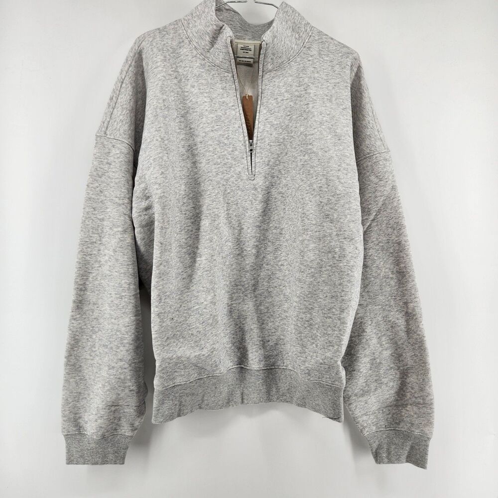 Skims Men's Large Light Heather Grey Fleece Lounge Quarter Zip NWT